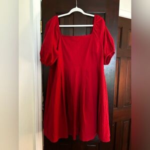 Textured puff sleeve dress